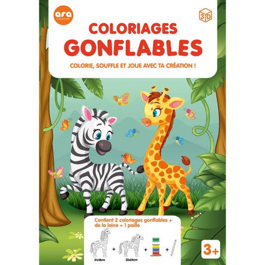 Coloriages gonflables - Zèbre & Girafe à colorier