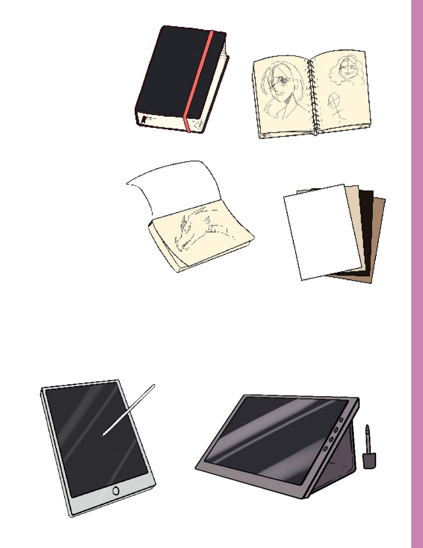 Exemples de dessins manga dans les styles shojo shonen kawaii et fantastique