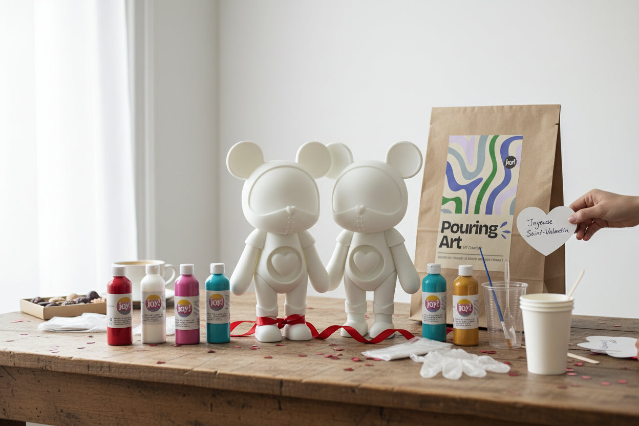 duo d’ours pouring art activité créative à faire en amoureux saint valentin