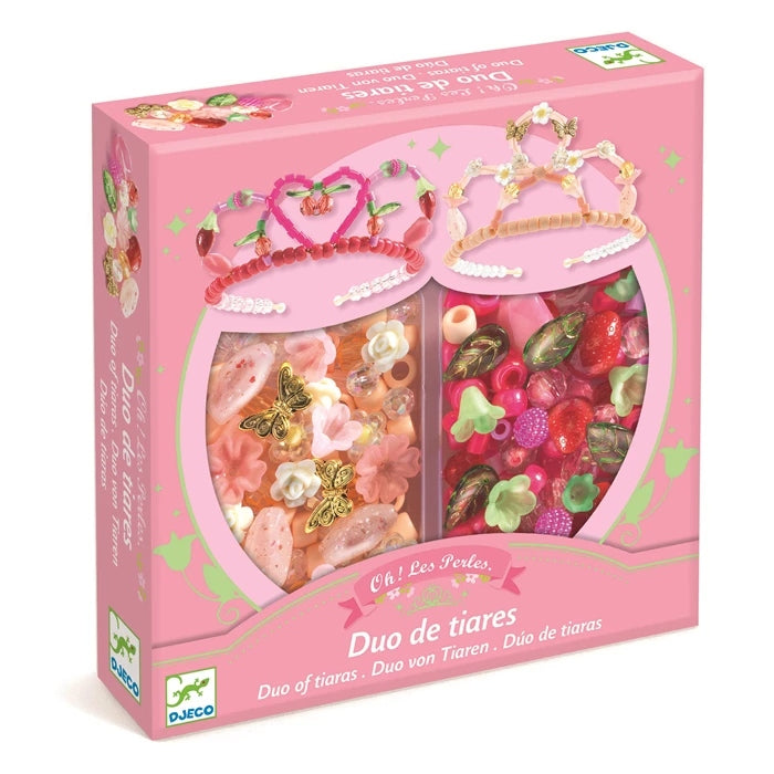 Kit créatif pour fabriquer deux tiares de princesse en perles roses