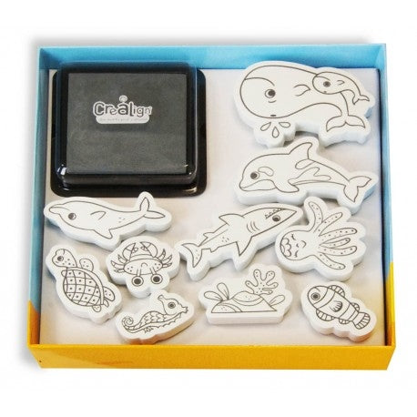 Personnages à tamponner – Mon petit océan (CREALIGN) | Coffret 10 tampons + encreur Créa lign