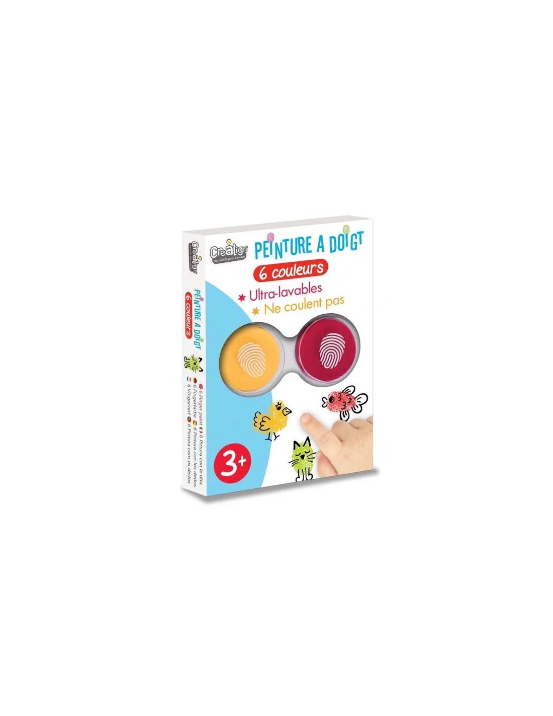 Pack 6 Encreurs à Doigt – Crealign (encres lavables dès 3 ans) Créa lign