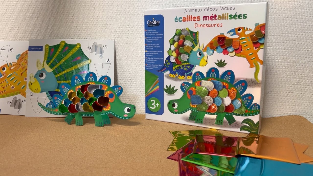 Dinosaures écailles métallisées – Coffret créatif 3D enfant 3 ans+ Créa lign