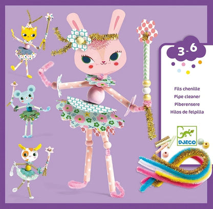 Kit Enfilage Fées Djeco avec perles en bois et fils chenille