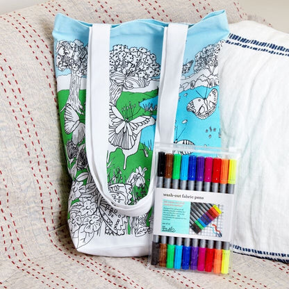 Tote Bag à colorier Papillons – Sac créatif lavable avec feutres inclus eatsleepdoodle EU
