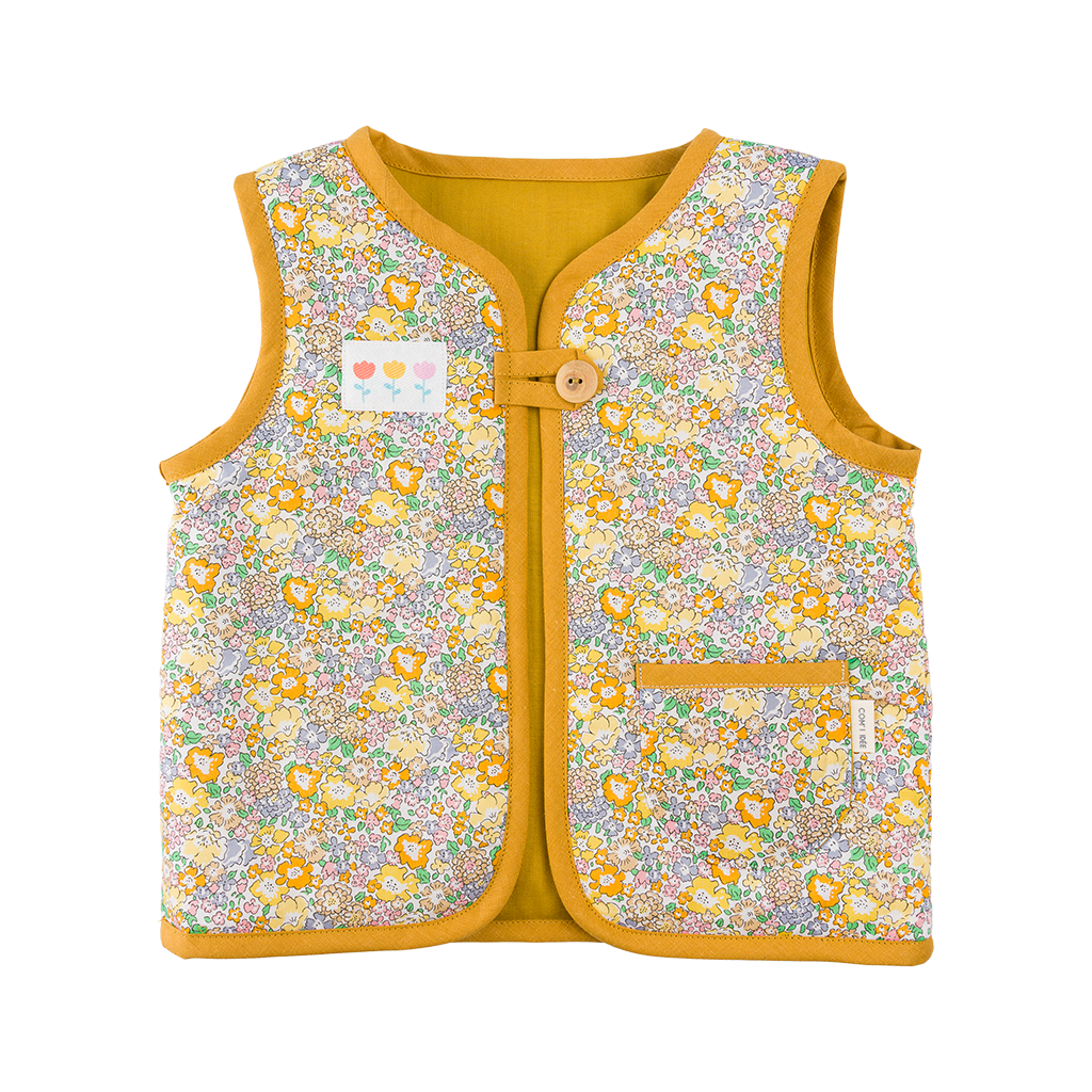 Kit couture gilet berger fille Apolline – Gilet sans manches Liberty enfan Com'1 Idée
