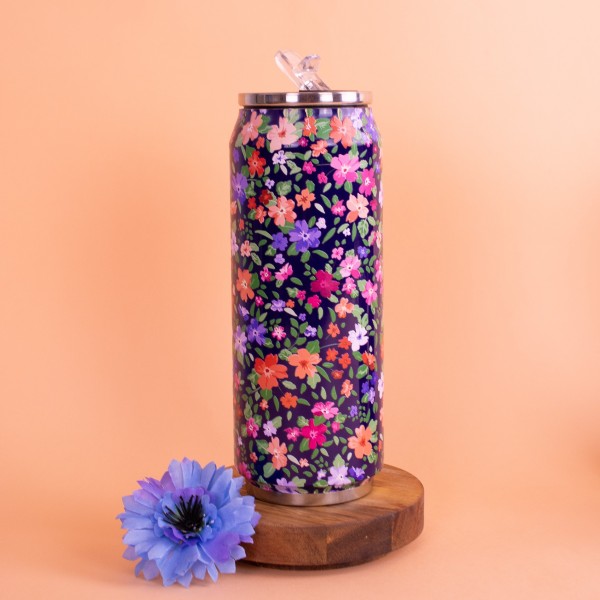 Canette Isotherme 500 ml Venise – Gourde Fleurie avec Paille Yoko Design