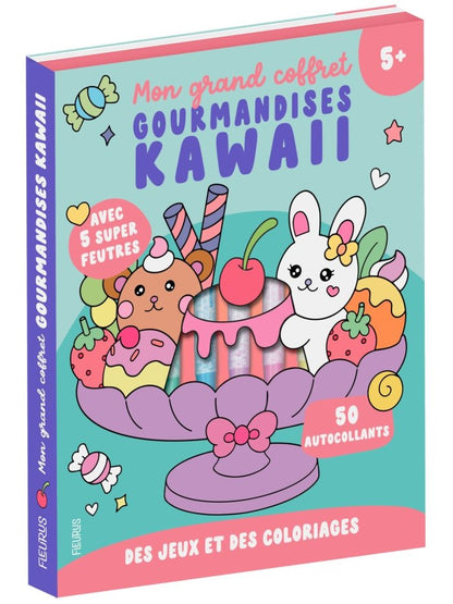 Mon Grand Coffret Gourmandises Kawaii avec feutres pastel et stickers