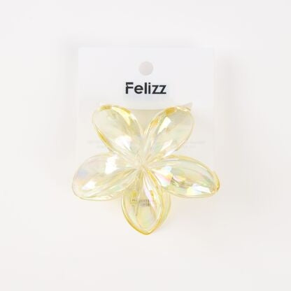 Pince à cheveux fleur translucide jaune Grande pince crabe lumineuse et tendance JOY!