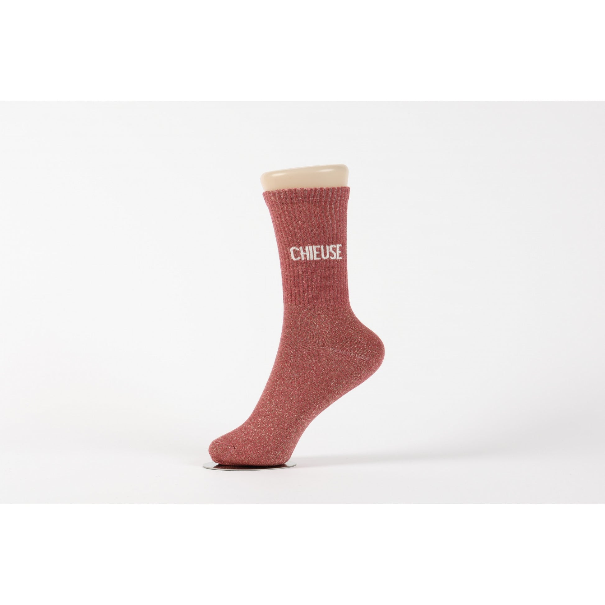 idee cadeau femme chaussettes chieuse rouge paillettes