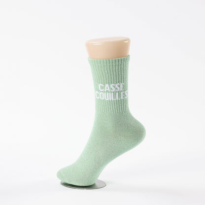 idee cadeau femme drole chaussettes casse couilles paillettes verte