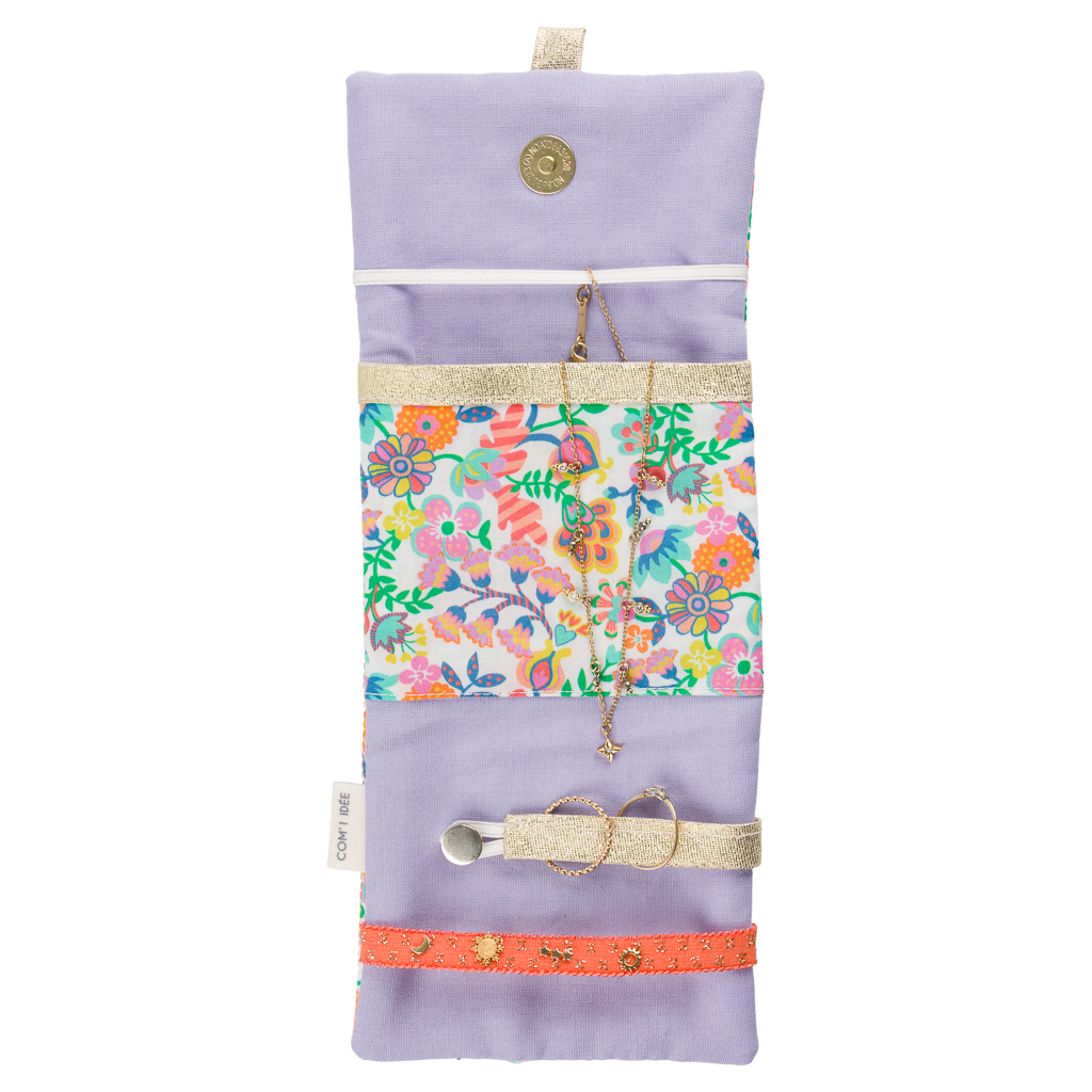 Kit petite pochette bijoux Gaïa – Kit couture DIY Liberty Fabric Com'1 Idée