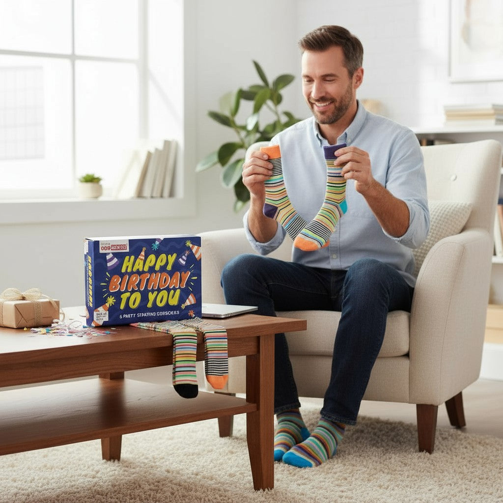 Coffret Chaussettes Happy Birthday To You – United Oddsocks | 6 Chaussettes Dépareillées Homme | Taille 39-42 United Oddsocks