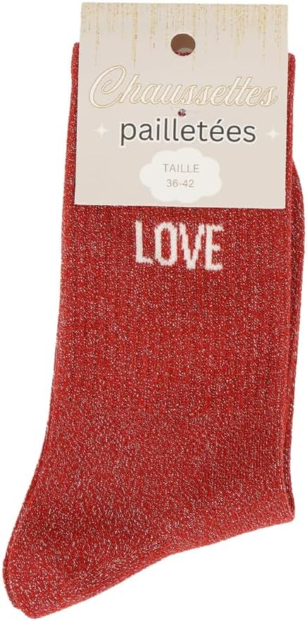 Coffret Maman – Chaussettes à paillettes Love Maman, Je t’aime | Box 3 paires JOY!