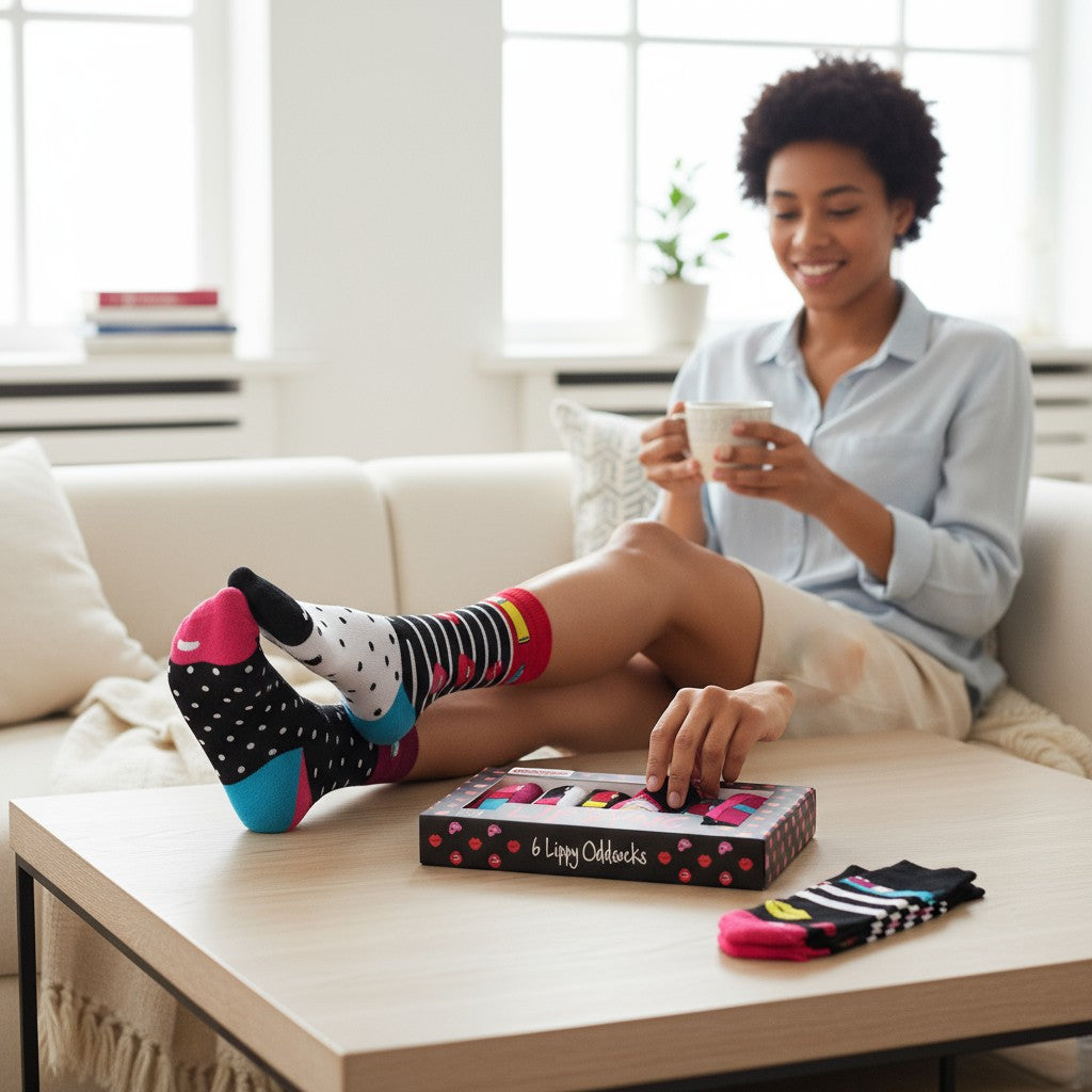 Coffret Chaussettes Dépareillées Lip Sync – United Oddsocks | 6 Chaussettes Fun Femme | Taille 37-42 United Oddsocks