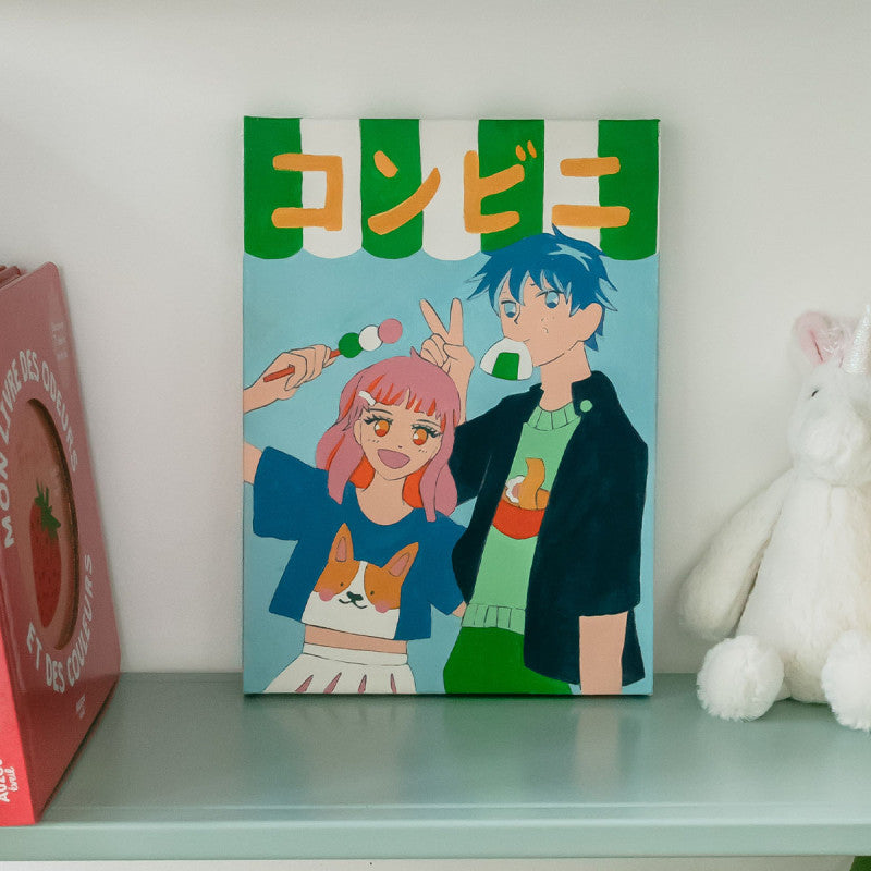 Illustration japonaise kawaii à peindre pour enfant