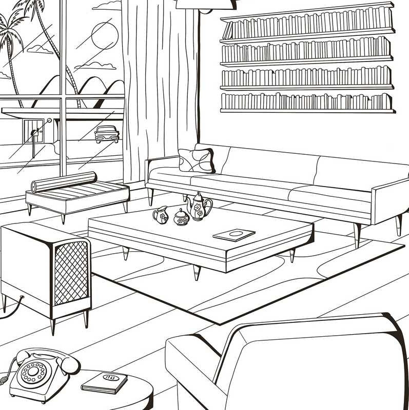 Ma maison design – Livre de coloriage déco intérieur vintage & moderne Editions Marabout
