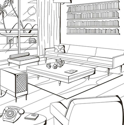 Ma maison design – Livre de coloriage déco intérieur vintage & moderne Editions Marabout