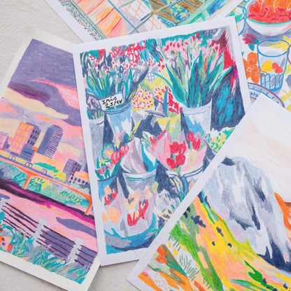 Illustration pastel par numéro Love in Seoul ambiance romantique Séoul