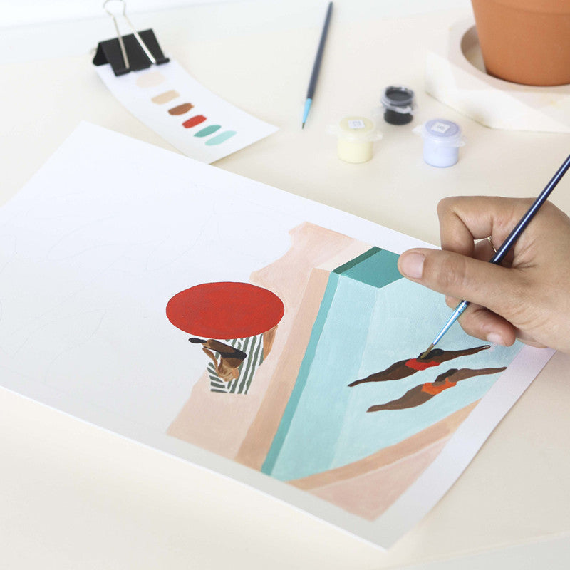 Illustration tropicale Saint-Barthélemy à réaliser en peinture au numéro