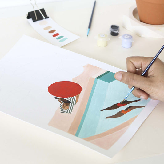 Illustration tropicale Saint-Barthélemy à réaliser en peinture au numéro