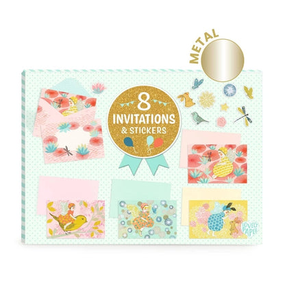 Set de cartes d’invitation Fées d’un Jour avec enveloppes et stickers décoratifs