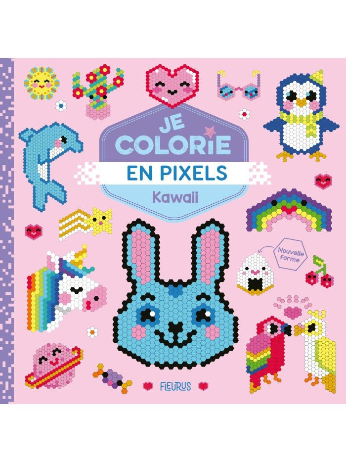 Livre Je Colorie en Pixels Kawaii avec coloriages mystères pour enfant