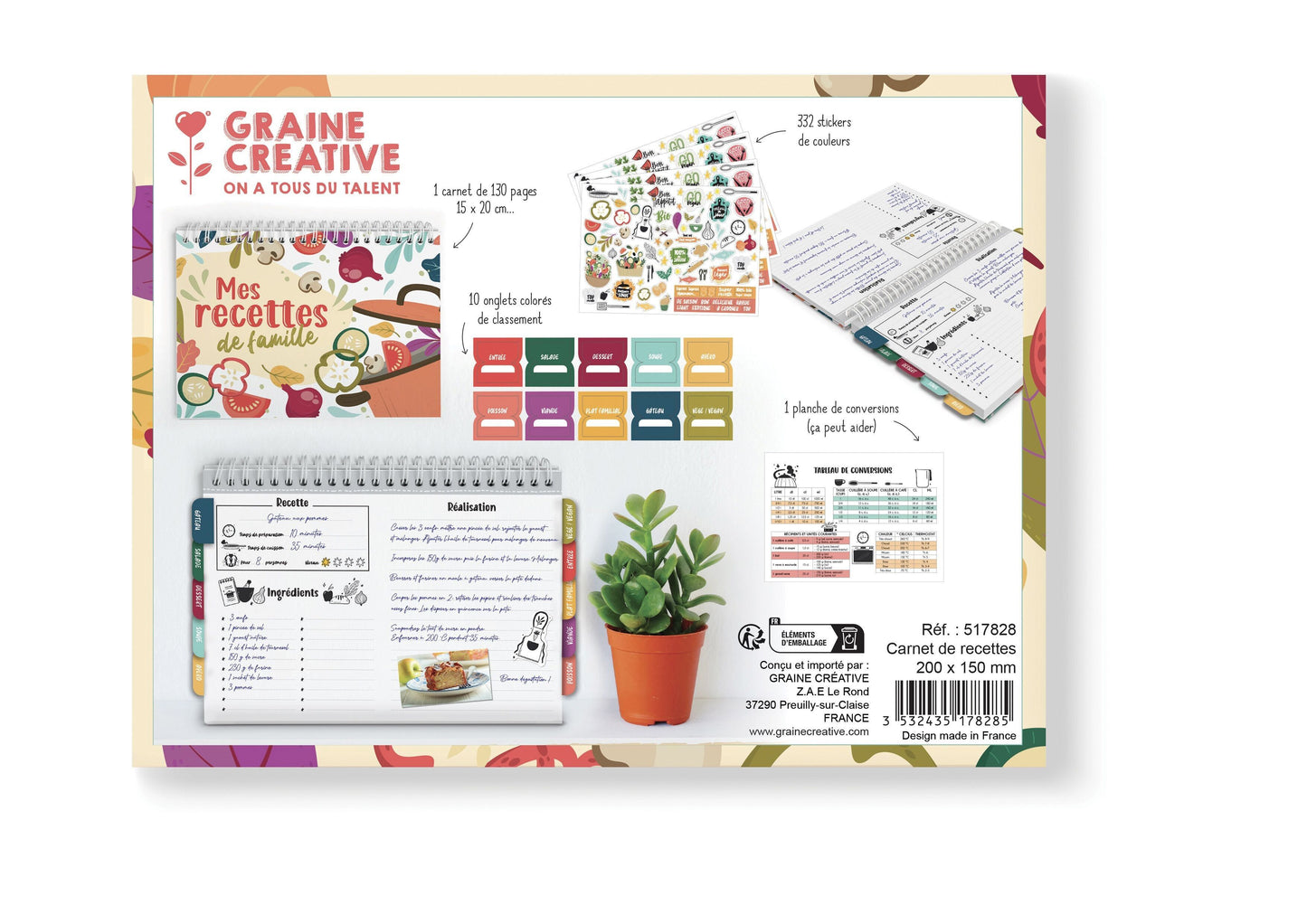 Kit Carnet Mes Recettes de Famille – Carnet Créatif Cuisine GRAINE CREATIVE