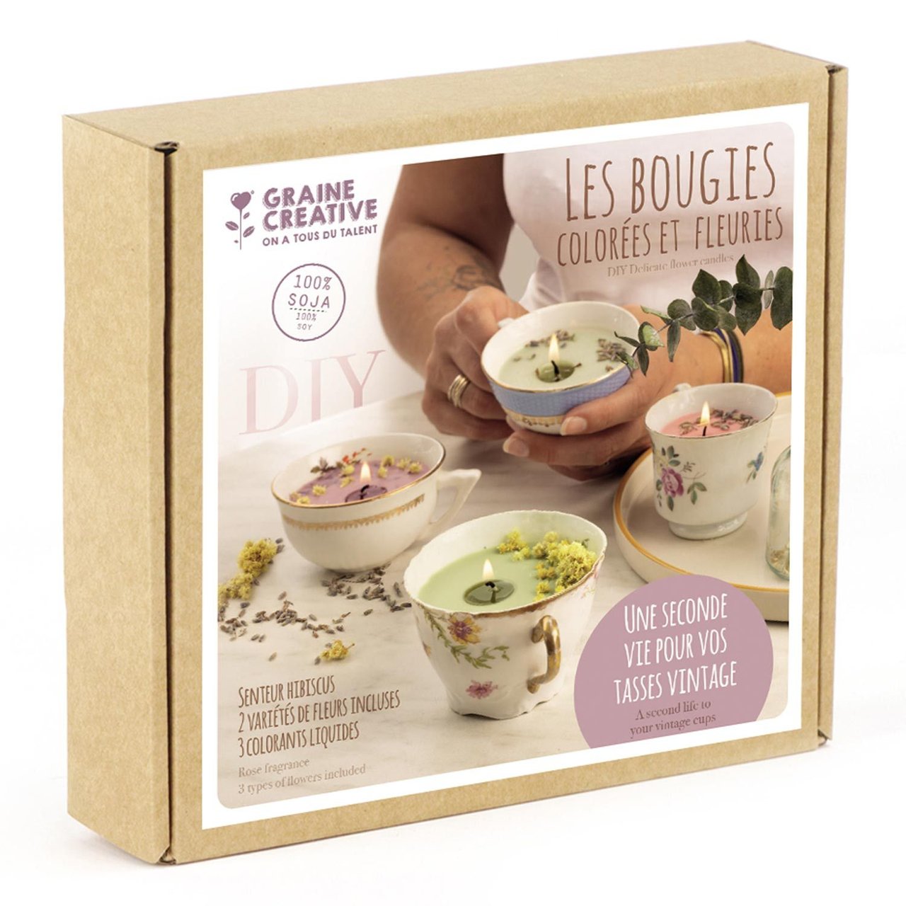 Kit Bougies Fleuries et Colorées – Création Bougies DIY GRAINE CREATIVE