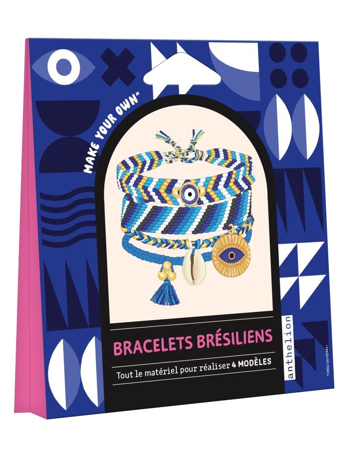 Kit créatif Bracelets Brésiliens pour réaliser 4 bracelets tressés et noués