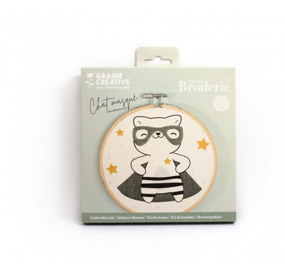 Kit Broderie Partielle Chat Masqué – Graine Créative GRAINE CREATIVE
