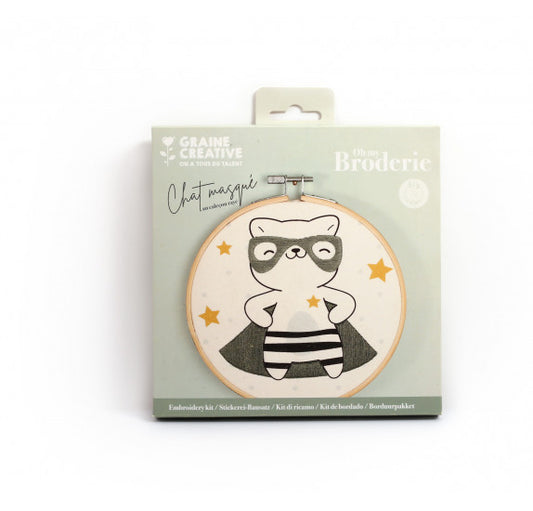 Kit Broderie Partielle Chat Masqué – Graine Créative GRAINE CREATIVE