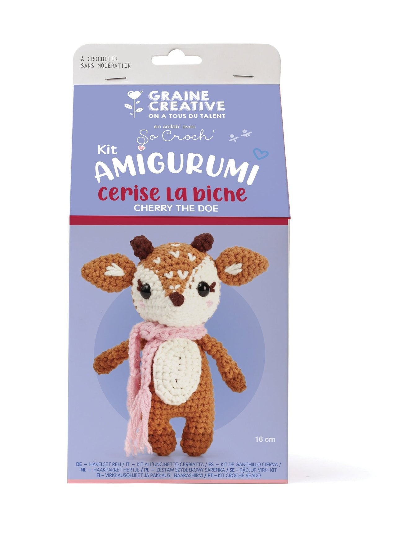 Kit Crochet Amigurumi Biche 17 cm – Doudou DIY Kawaii Graine Créative GRAINE CREATIVE