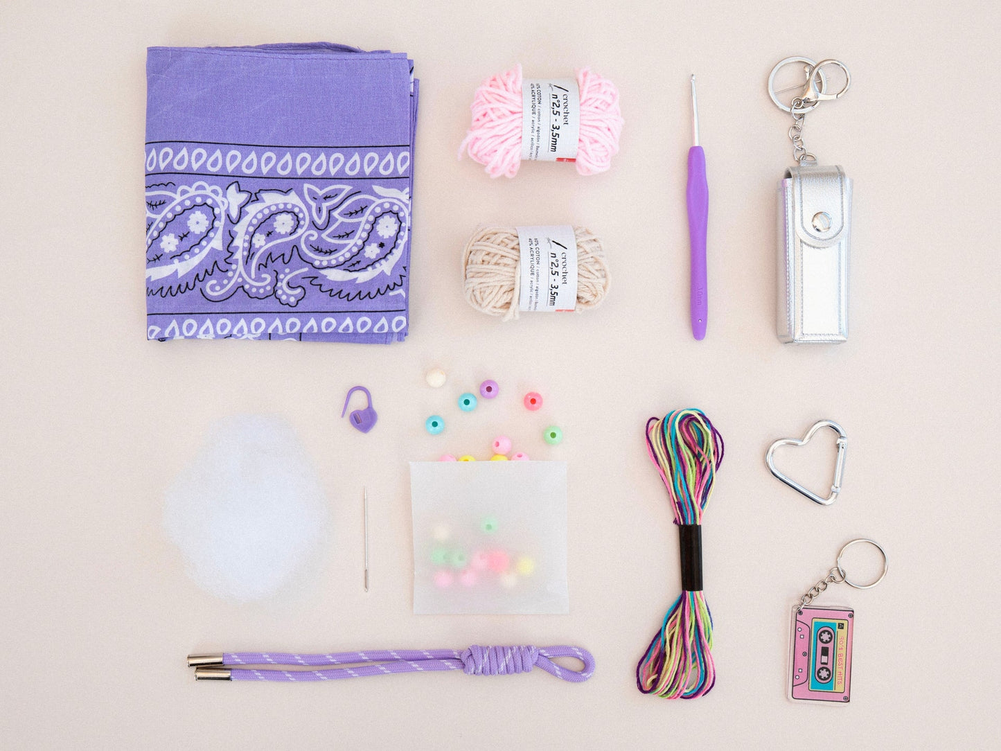 Coffret DIY avec crochet, coton, notice et tutoriel vidéo inclus