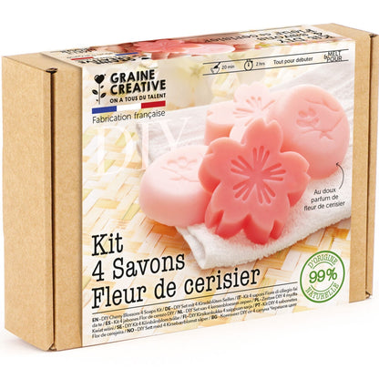 Kit DIY pour fabriquer 4 savons parfumés à la fleur de cerisier