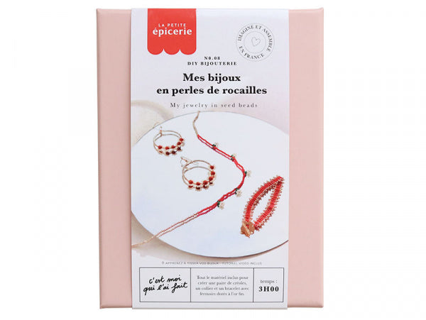Kit création de bijoux en perles de rocailles rouges