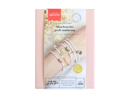 Kit création bracelet multirang blanc avec perles et jaspe dalmatien