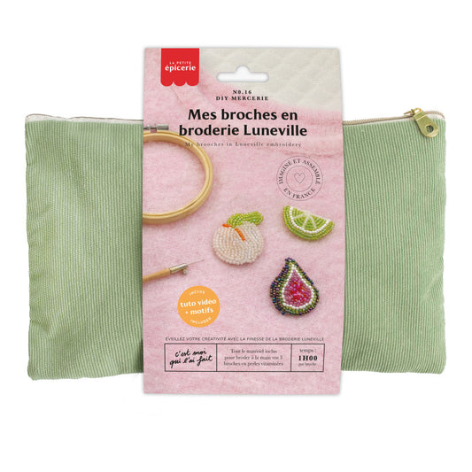 Kit complet pour créer des broches en broderie Lunéville
