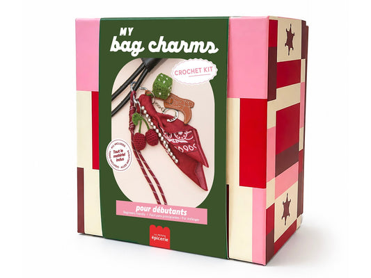 kit diy crochet bag charms cherry cowboy pour débutant avec accessoires inclus