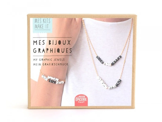 Kit DIY Mes Bijoux Graphiques – Créez 4 Bijoux en Pâte Polymère Tendance LA PETITE EPICERIE
