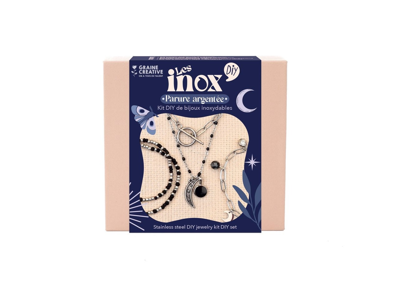 Kit DIY Parure Argentée Inoxydable – Créez 4 Bijoux Tendance GRAINE CREATIVE