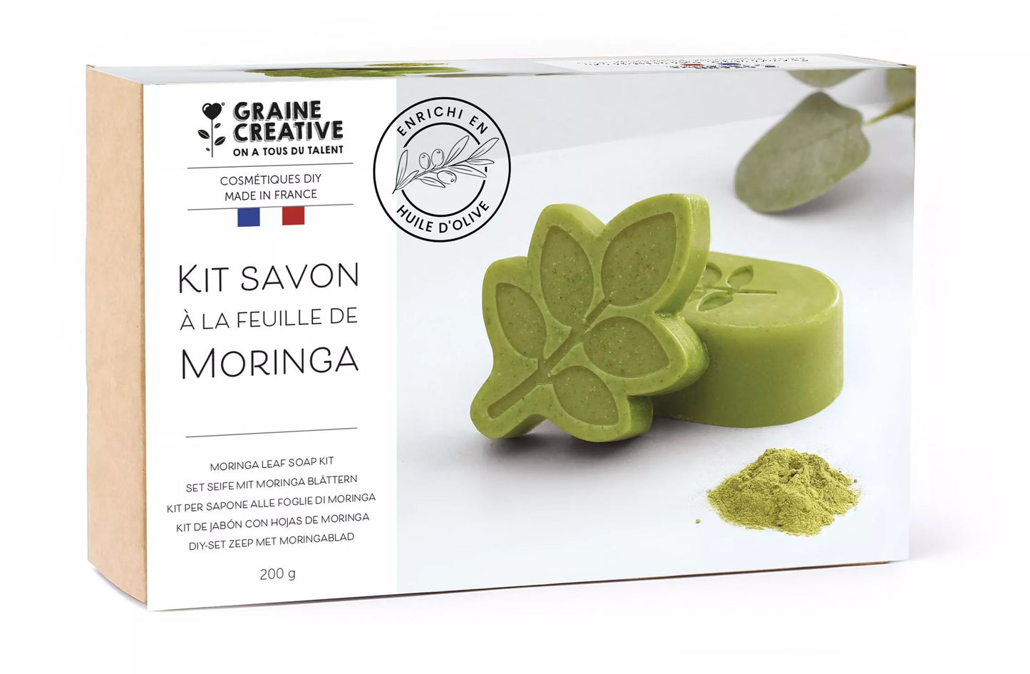 Kit DIY pour fabriquer des savons maison à la feuille de moringa