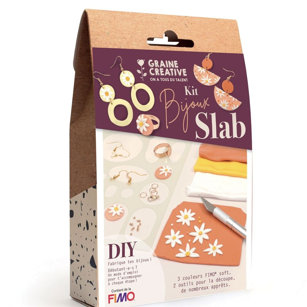 Kit FIMO Bijoux Slab Fleuri – Créez Vos Bijoux en Pâte Polymère GRAINE CREATIVE
