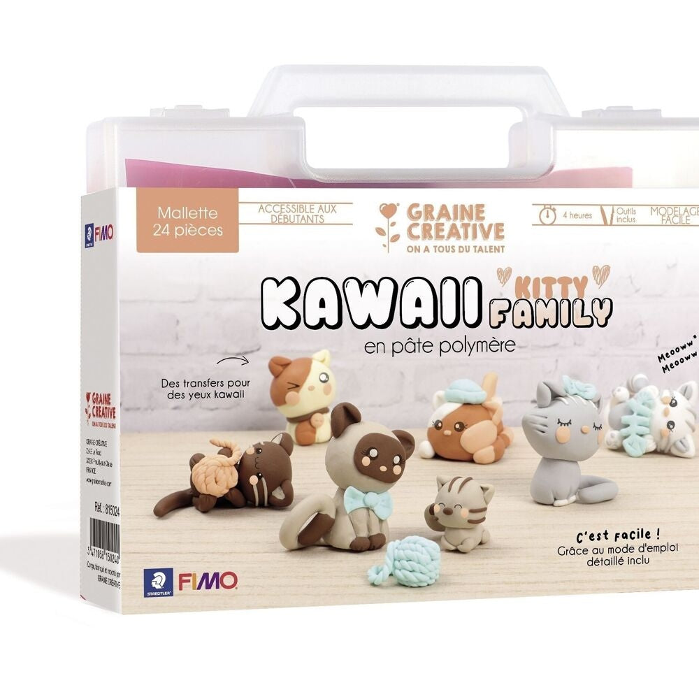 Kit FIMO kawaii pour créer des figurines de chats adorables
