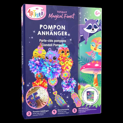 Kit créatif Porte-clés Pompons Oiseaux avec matériel complet