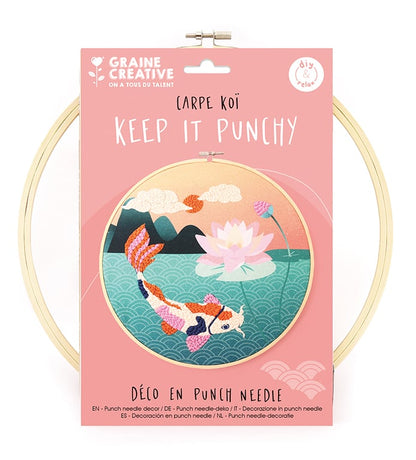 Kit Punch Needle Carpe Koï Ø25 cm – Broderie Relief DIY GRAINE CREATIVE