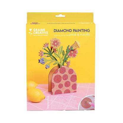 Kit DIY vase et fleurs rouges à décorer avec des strass scintillants