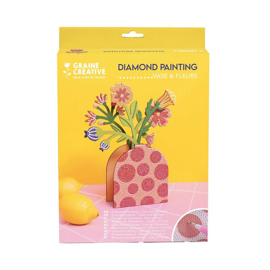 Kit Vase et Fleurs à Strasser Rouge – Diamond Painting Déco DIY GRAINE CREATIVE