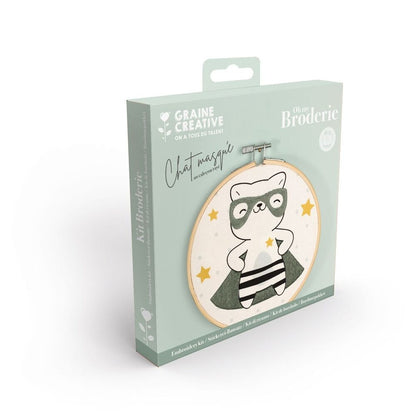 Kit Broderie Partielle Chat Masqué – Graine Créative GRAINE CREATIVE