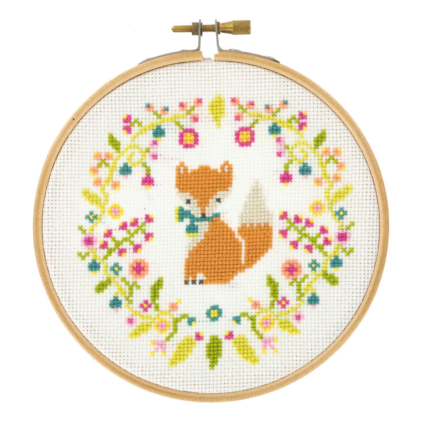 Kit Point de Croix “Roxy” – Kit Broderie Débutant avec Tambour Bois Com'1 Idée